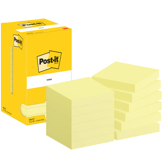 Memo-Block 3M Post-It 654 76x76mm Gelb | 12 Stücke