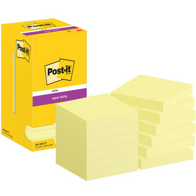 Post-it - Notizblock 654 Super Sticky 76x76mm Kanariengelb 12 Stück