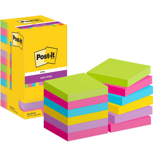 Notizblock 3m Post-it 654suc 76x76mm ss rb | Karton mit 12 Stück