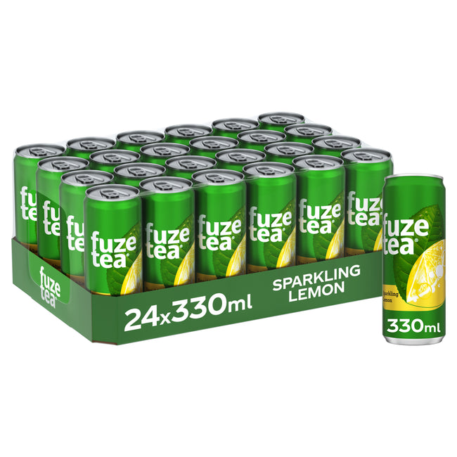 Fuze Tea – Erfrischungsgetränk Schwarzer Tee mit prickelnder Zitrone, Dose 330 ml