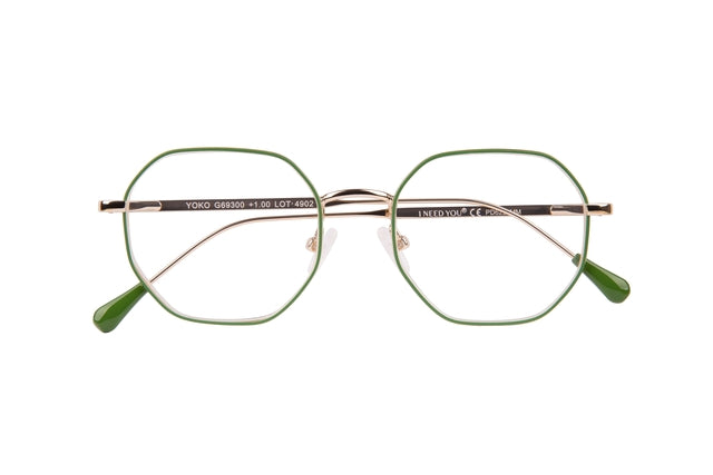 Lesen Sie eine Brille Ich brauche dich yoko +1,5 DPT Green-Gold