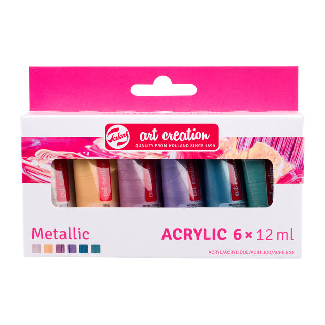 Talens Art Creation – Acrylfarbe Art Creation Metallic 12 ml, Set mit 6 Farben