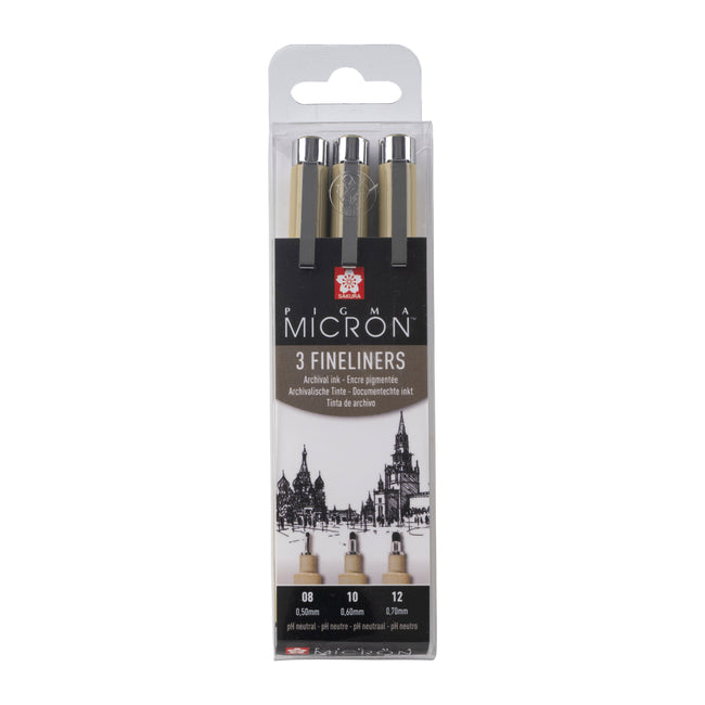 Sakura - Fineliner Pigma Micron 3er-Set Schreibbreiten schwarz