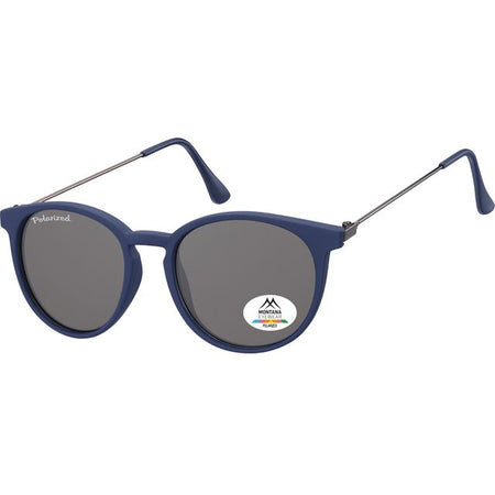 Montana – Sonnenbrille mit rauchpolarisiertem Rundglas und blauen Metallbügeln