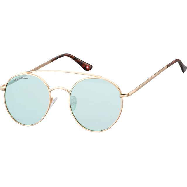 Montana – Sonnenbrille mit hellgrünem Glas und goldenen Metallbügeln