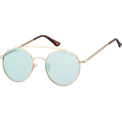 Montana – Sonnenbrille mit hellgrünem Glas und goldenen Metallbügeln