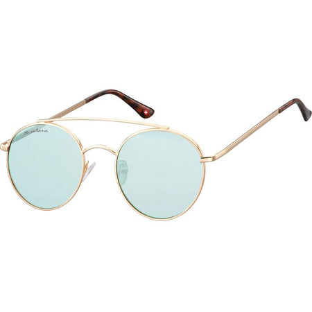 Montana – Sonnenbrille mit hellgrünem Glas und goldenen Metallbügeln