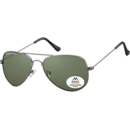 Montana – Sonnenbrille mit grünem, polarisiertem, stahlfarbenem G15-Glas