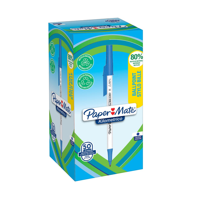Paper Mate - Kilometrico Recycling-Kugelschreiber mittelblau