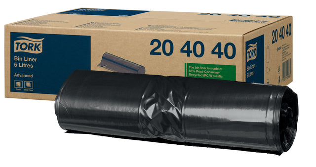 Abfallbeutel Tork B3 33x40cm 5l schwarz 204040 | Umkarton mit 20 Rollen x 50 Stück