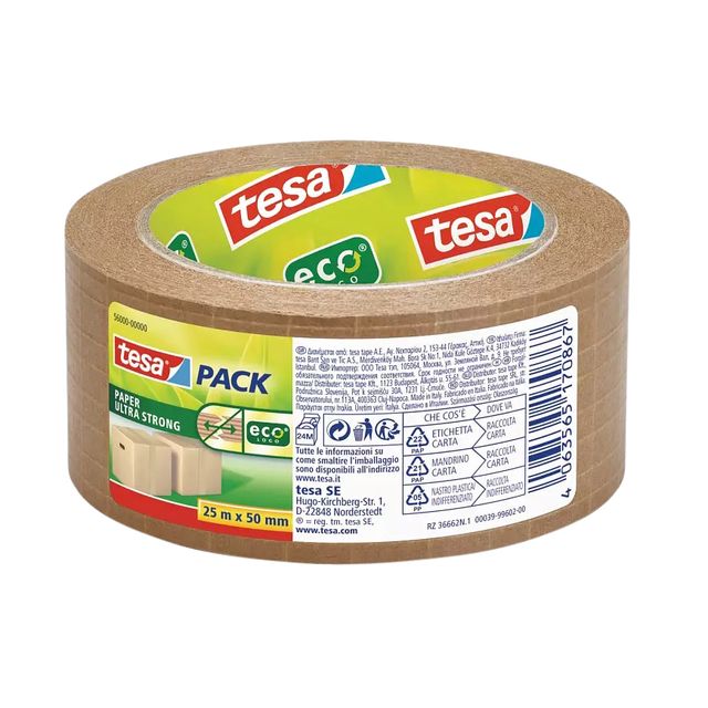 Tesa - Verpackung 56000 Eco-Papier ultrastark 50mmx25m | 6 Stück