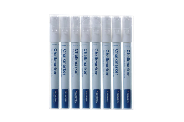 Europel – Kreidemarker-Peel, 3 mm, weißes Gehäuse, 8 Stück