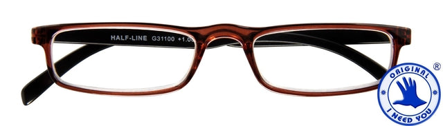 Lesen Sie eine Brille Ich brauche eine halbe Zeile +1,00 dpt Brown