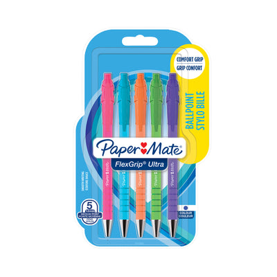 Paper Mate - Kugelschreiber Flexgrip Druckknopf Bright Fun Medium sortiert 5 Stück