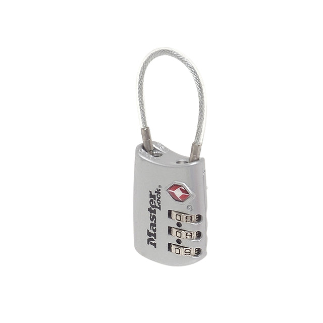 Master Lock - Vorhängeschloss Masterlock 3-stellige Zahlenkombination TSA mit Kabel in zufälliger Farbe sortiert, 30 mm