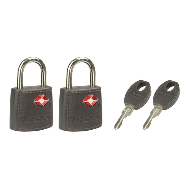 Master Lock - Vorhängeschloss Masterlock 2 gleichschließende ABS-Abdeckung TSA, sortiert in zufälliger Farbe, 30 mm, 2 Stück