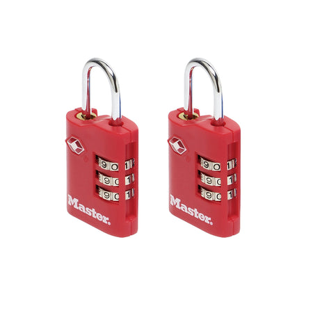 Master Lock – Vorhängeschloss Masterlock 3-stellige TSA-Kombination, Set mit 2 Schlössern, sortiert in zufälliger Farbe, 30 mm, 2 Stück