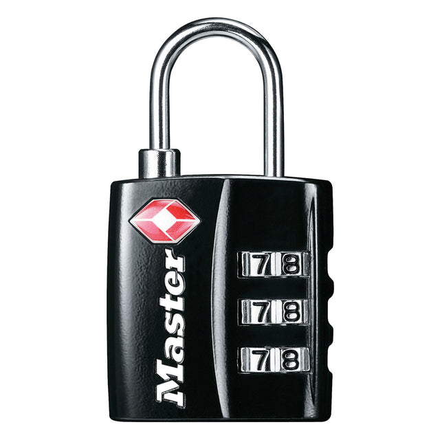 Master Lock - Vorhängeschloss Masterlock 3-stellige Zahlenkombination TSA schwarz 30 mm