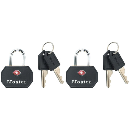 Master Lock - Vorhängeschloss Masterlock 2 gleichschließend Aluminium TSA schwarz 30mm 2 Stück