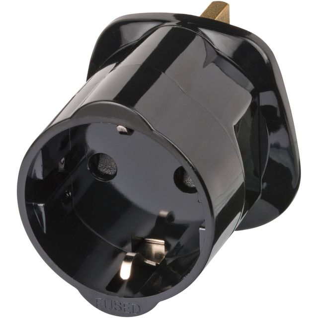 Brennerstuhl - Reisestecker-Adapter GB/UK mit schwarzer Erdung