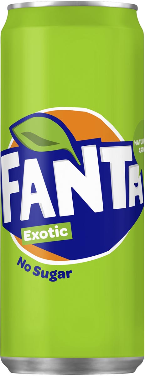 Fanta - Exotic No Sugar Erfrischungsgetränk, elegante 33-cl-Dose, 24er-Packung