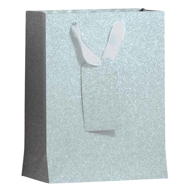 IG Design - Geschenktüte IG Group Silber Glitzer 175x98x229mm | 12 Stück