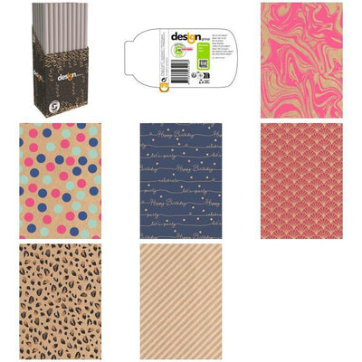 IG Design - Geschenkpapier IG Group Bedrucktes Kraftpapier 200x70cm sortiert