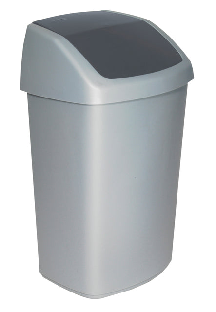 Abfallbehälter Curve Swing 50 Liter silber | Umkarton mit 3 Stück