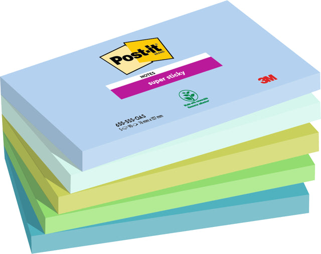 Notizblock 3m Post-it 655 76mmx127mm SS Oasis | Holen Sie sich ein 5 Stück