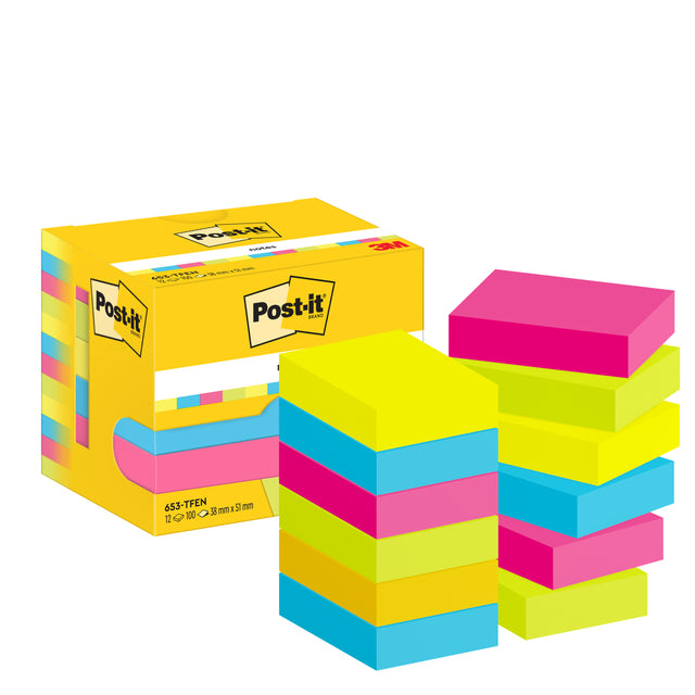 Post -it - memoBlok 3m 653 38x51mm Neon Assorti Color | 24 Stücke