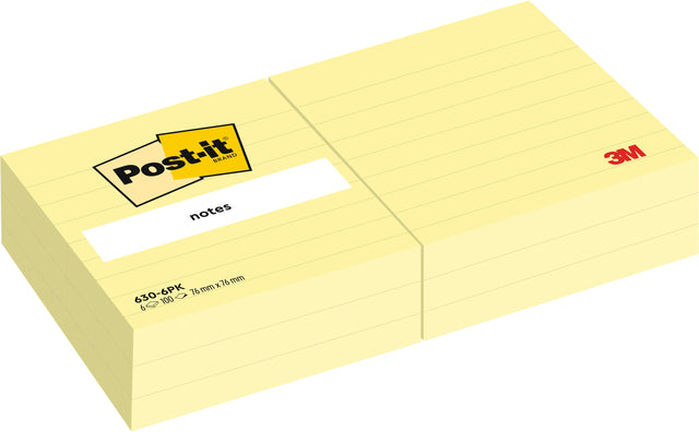 Notizblock 3m Post-it 630 76x76 mm Linie gelb | Holen Sie sich ein 6 Stück