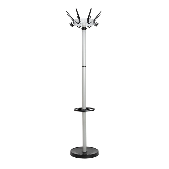 Maul - Capigo Metallmantel, Höhe 175 cm, 32 Kleidungshaken mit Regenschirmhalter, Silber