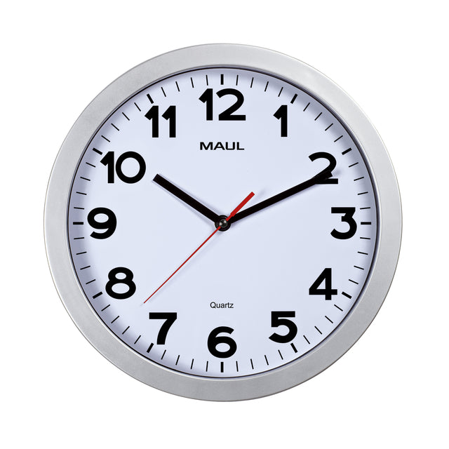 Horloge murale Maul Step Quartz Ø30x5cm Plastique argent / blanc rotation