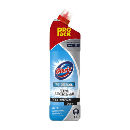 Glorix - Sanitärreiniger Pro Formula Toilettengel Ocean ohne Bleichmittel 1000 ml | 12 Stück