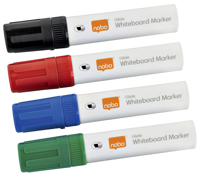 Filzstift Nobo Whiteboard Glide Diagonal Ass 10 mm | Holen Sie sich ein 4 Stück