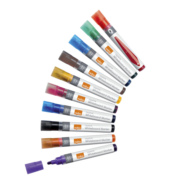 Filzstift Nobo Whiteboard Liquid Round Ass 3mm | Holen Sie sich ein 10 Stück