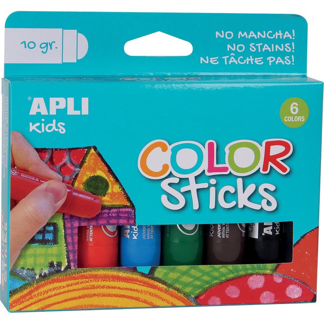 Apli Kids - Kinder-Gouache-Farbstifte, Blister mit 6 Stück