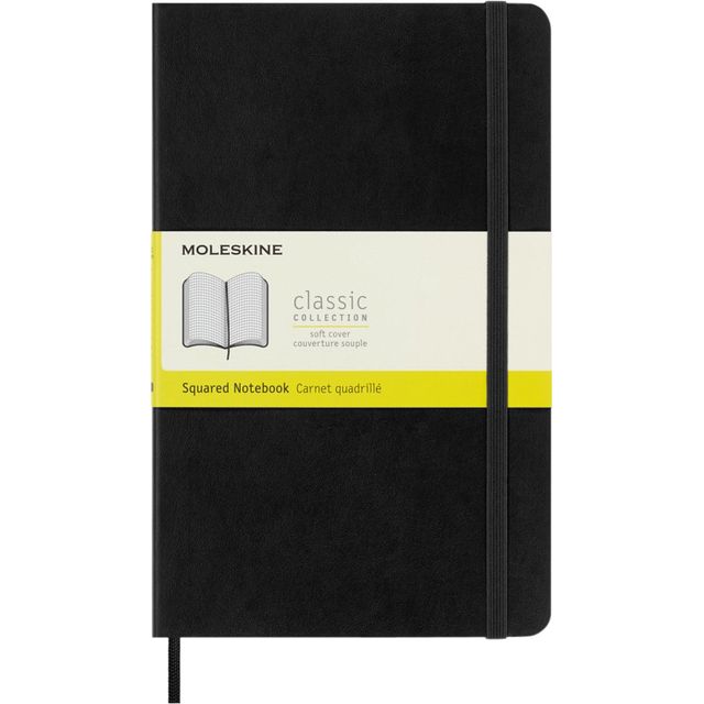 Moleskine – Notizbuch groß, 130 x 210 mm, Diamant, 5 x 5 mm, Softcover, schwarz
