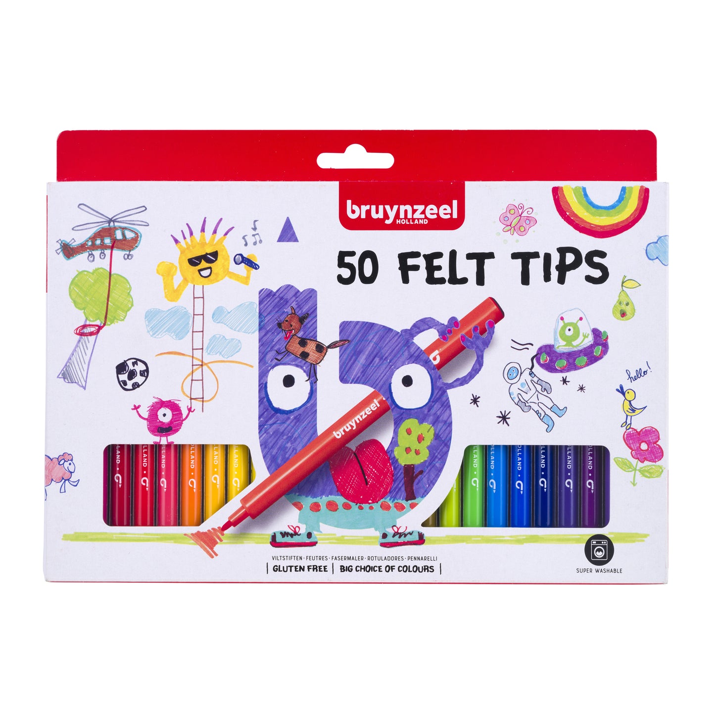 Bruynzeel - Filzstift für Kinder, Set mit 50 Farben