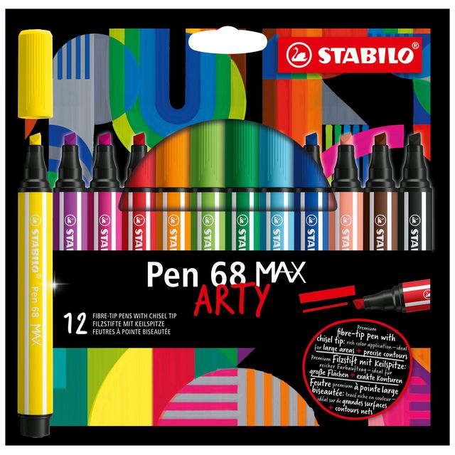 STABILO - Filzstift 68 /12 Max Arty, sortiert im Karton mit 12 Stück
