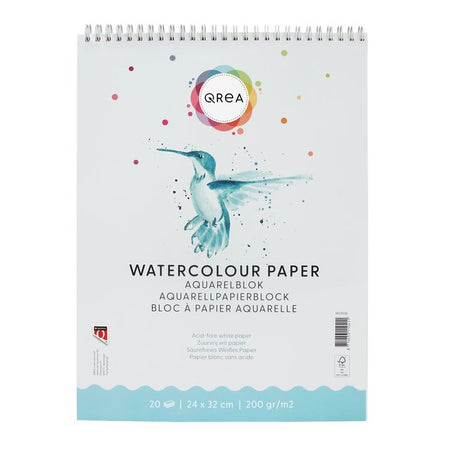 Qrea - Aquarellblock 24x32 20 Blatt 200gr Spirale