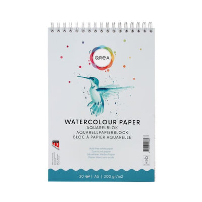 Qrea - Aquarellblock A5 20 Blatt 200gr Spirale | 5 Stück