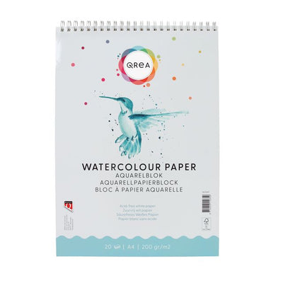 Qrea - Aquarellblock A4 20 Blatt 200gr Spirale | 5 Stück