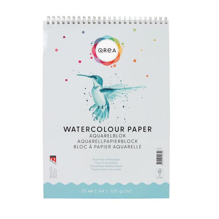 Qrea - Aquarellblock A4 20 Blatt 200gr Spirale | 5 Stück