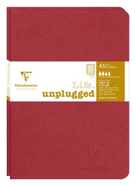 Clairefontaine – Notizbuch A5-Linie, 96 Seiten, 90 g, rotes Siegel, 2 Stück