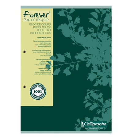 Clairefontaine - Kursblock Forever Calligraphe A4 Linie 2-Loch 200 Seiten 70gr grün | 5 Stück