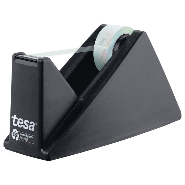 Tesa - Klebebandhalter Eco Crystal 59045 schwarz mit 1 Rolle à 19mmx10m