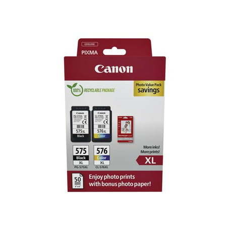 Canon - Tintenpatrone PG-575XL CL-576XL Schwarz + Weiß + Papier