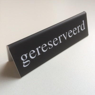 Klika -  Bordje zwart/wit gereserveerd bxh 13x4cm