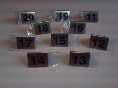 Klika -  Bordje / tafelnummer set 11 tot 20 rvs